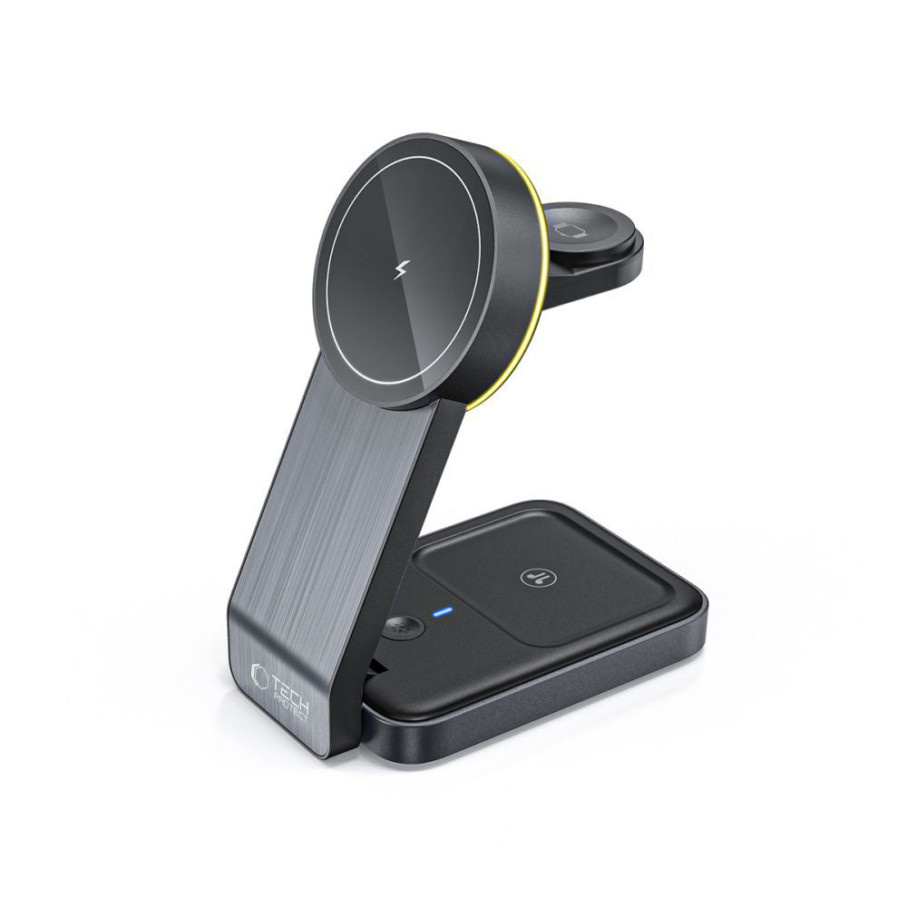 ŁADOWARKA INDUKCYJNA 3W1 TECH-PROTECT QI15W-A28 3IN1 MAGNETIC MAGSAFE WIRELESS CHARGER CZARNY