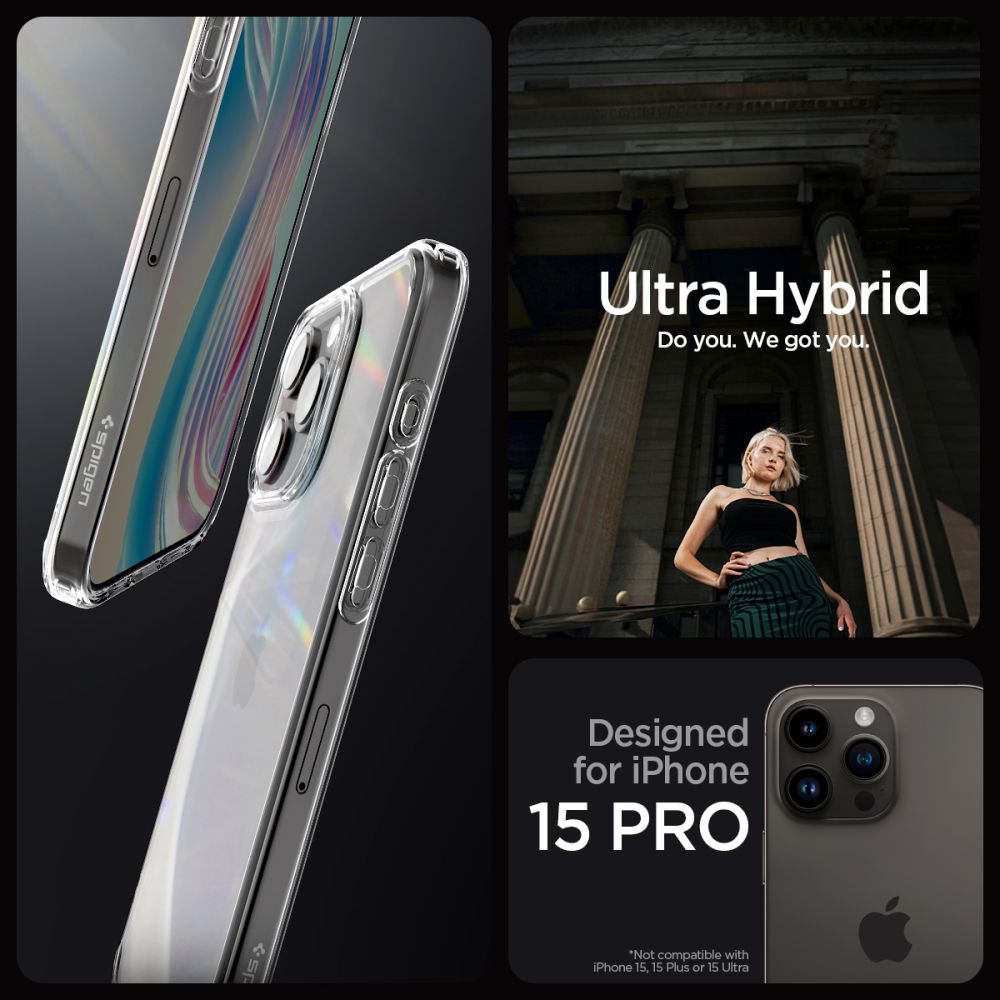 ETUI SPIGEN ULTRA HYBRID IPHONE 15 PRO CRYSTAL CLEAR TRANSPARETNE
