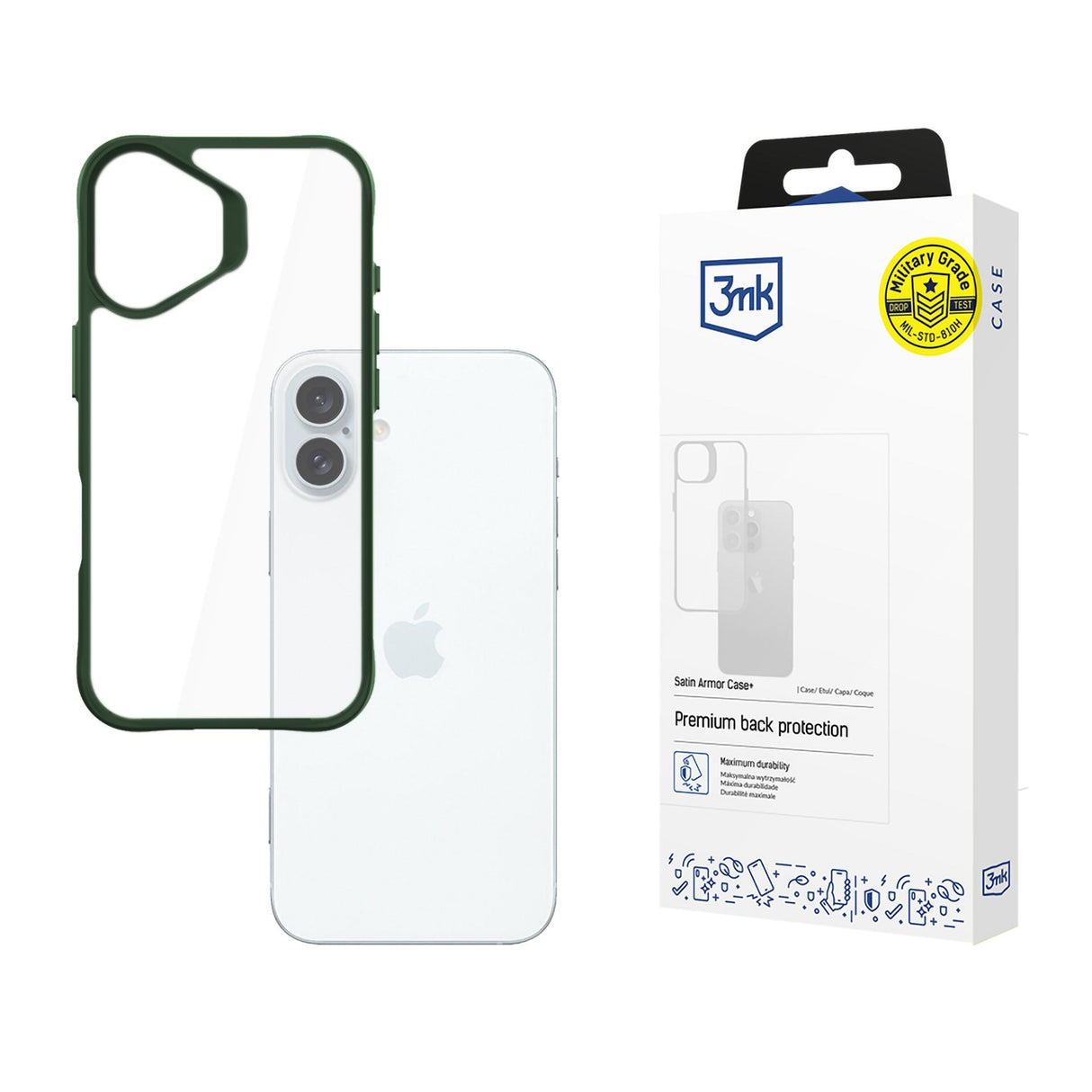 ETUI APPLE IPHONE 16 PLUS - 3MK SATIN ARMOR CASE+ GREEN ZIELONE