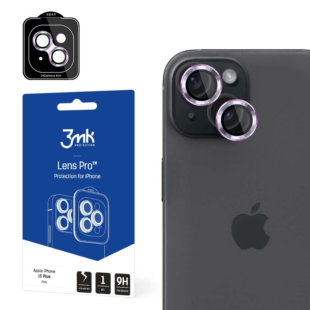 SZKŁO NA APARAT APPLE IPHONE 15 PLUS - 3MK LENS PROTECTION PRO PINK RÓŻOWE