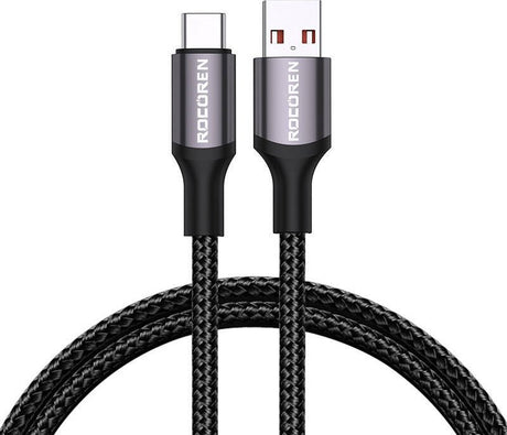 KABEL RETRO ROCOREN USB DO USB-C RETRO SERIES 3A, 2M SZARY