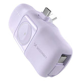 MINI POWERBANK WOZINSKY WF16-YCS 5000MAH 15W USB-C Z WBUDOWANYM KABLEM USB-C I ŁADOWARKĄ DO APPLE WATCH - FIOLETOWY