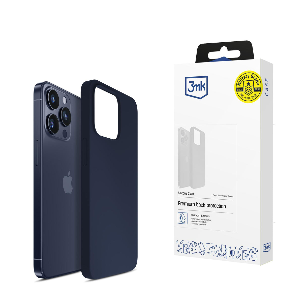ETUI APPLE IPHONE 16 PRO MAX - 3MK SILICONE CASE DARK NAVY GRANATOWE