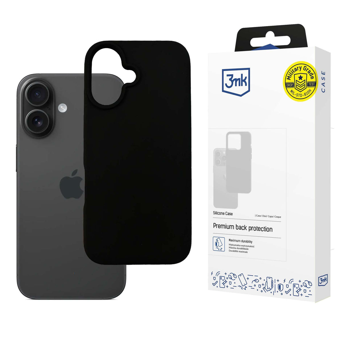 ETUI APPLE IPHONE 16 - 3MK SILICONE CASE CZARNE