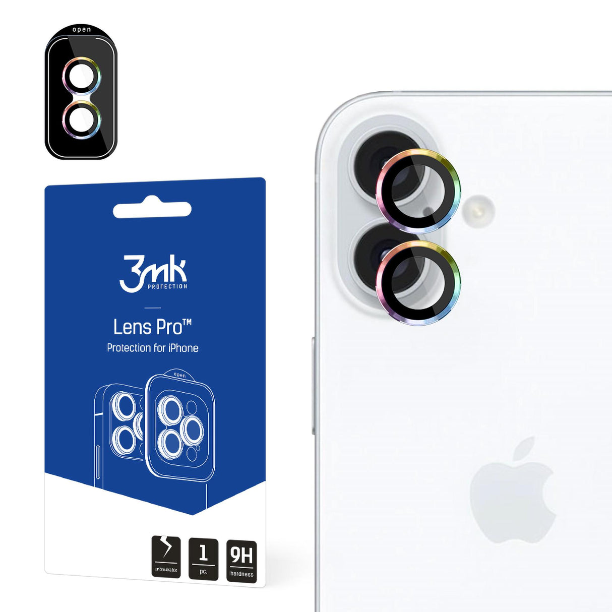 SZKŁO NA APARAT APPLE IPHONE 16/16 PLUS - 3MK LENS PROTECTION PRO RAINBOW