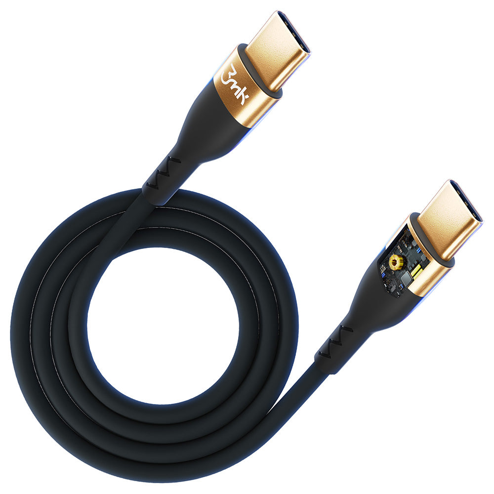 KABEL 3MK HYPER SILICONE CABLE USB C DO USB C 2M 100W BLACK CZARNY