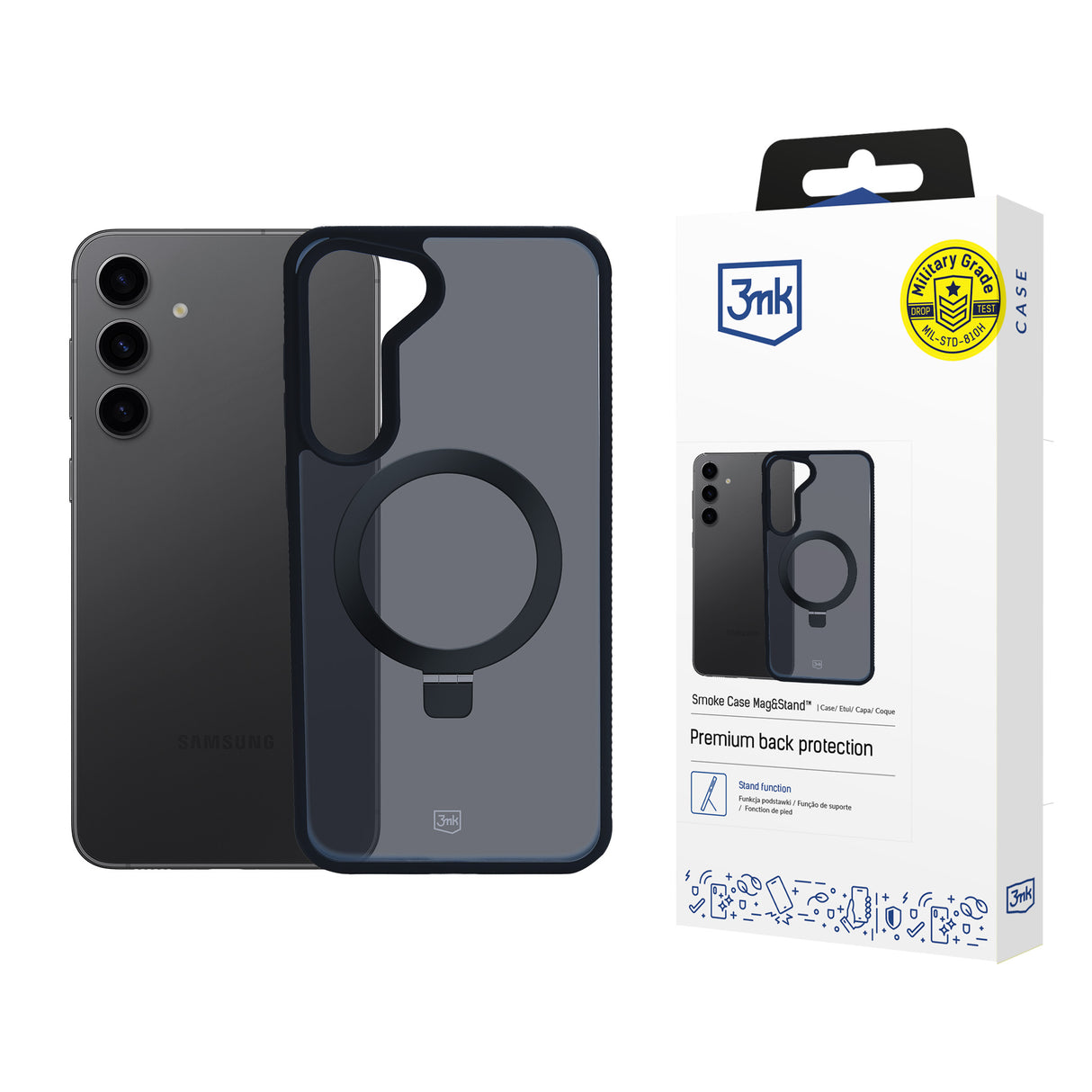 ETUI SAMSUNG GALAXY S24+ - 3MK SMOKE CASE MAG&STAND