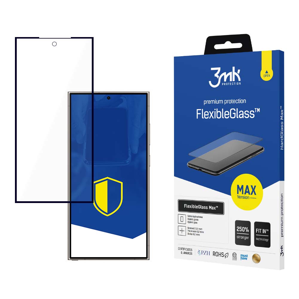 SZKŁO SAMSUNG GALAXY S24 ULTRA - 3MK FLEXIBLEGLASS MAX BLACK CZARNA RAMKA