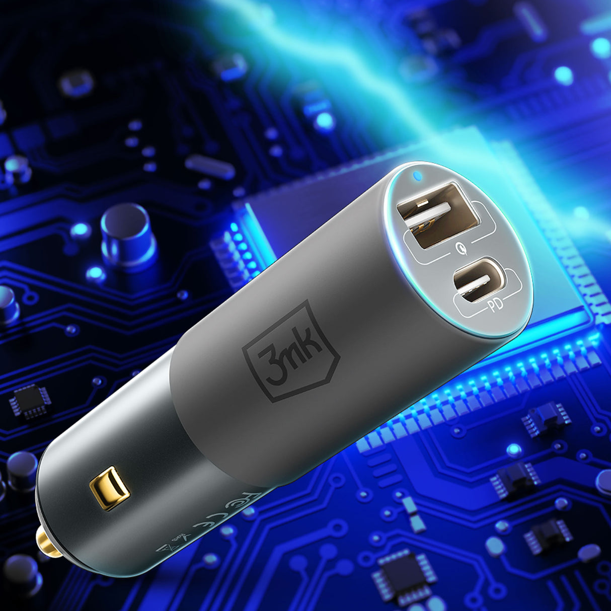 ŁADOWARKA SAMOCHODOWA 3MK HYPER 100W PD QC PPS 1 USB I 1 USB C SILVER/GRAY SZARA