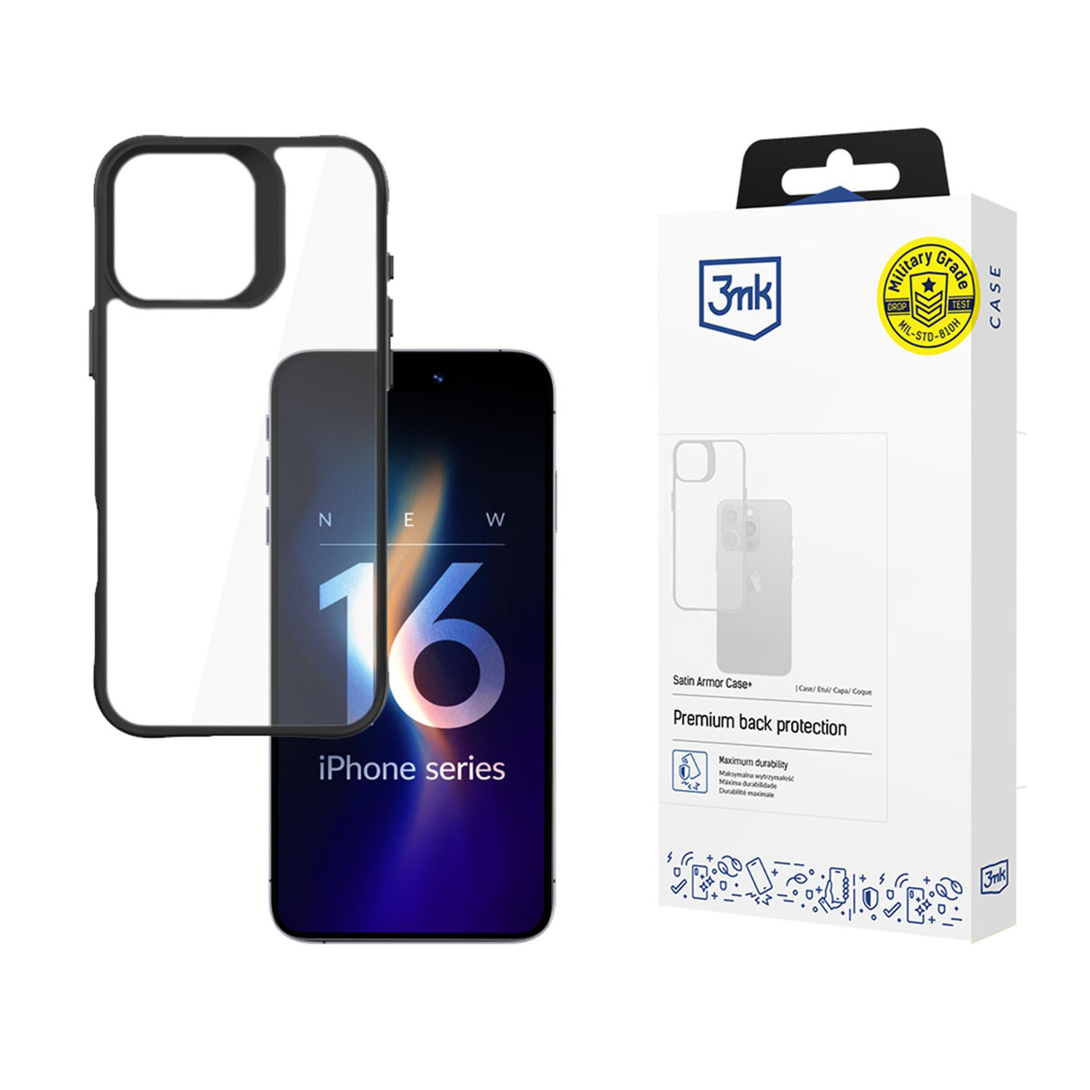 ETUI APPLE IPHONE 16 PRO MAX - 3MK SATIN ARMOR CASE+ CZARNE