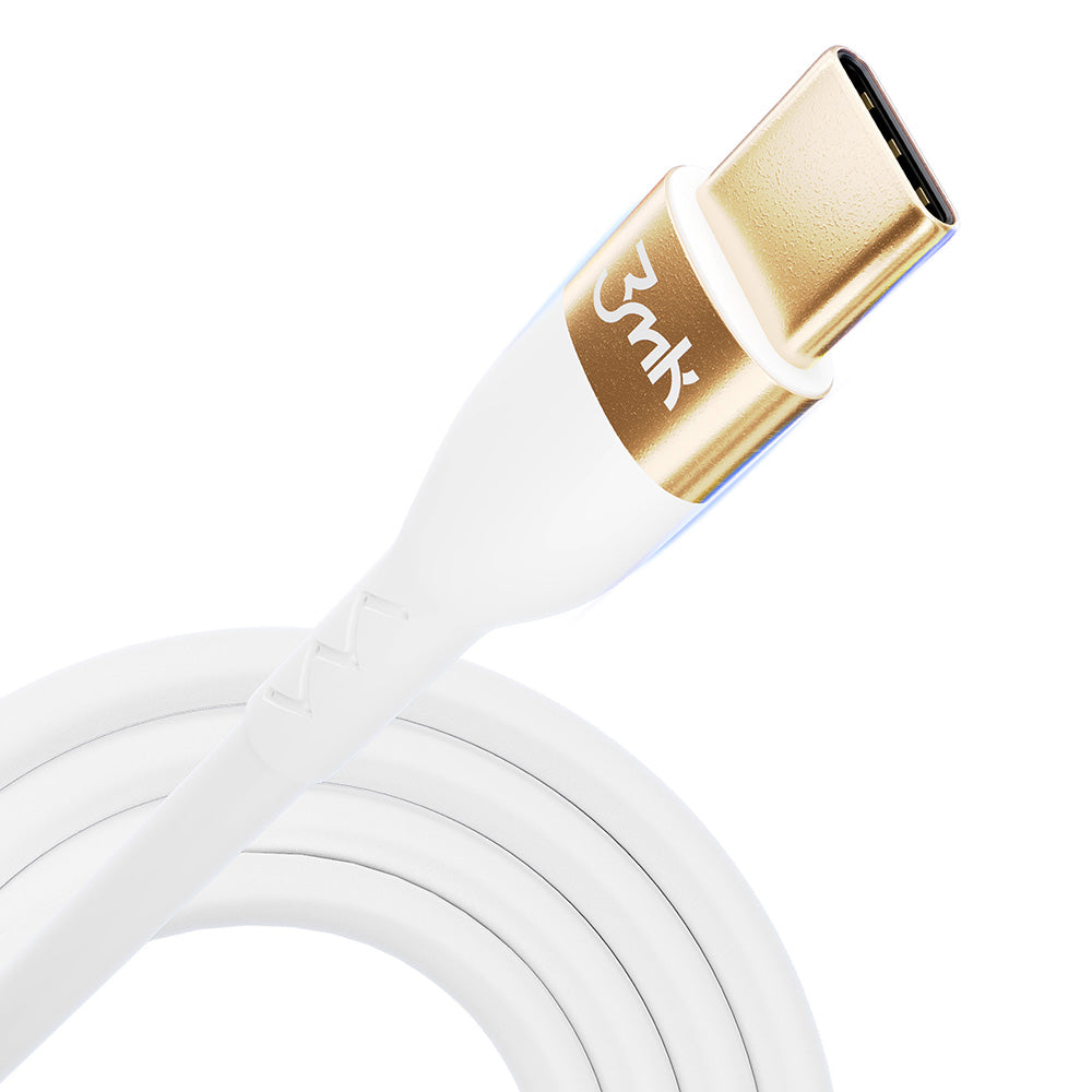 KABEL 3MK HYPER SILICONE CABLE USB C DO USB C 2M 100W WHITE BIAŁY