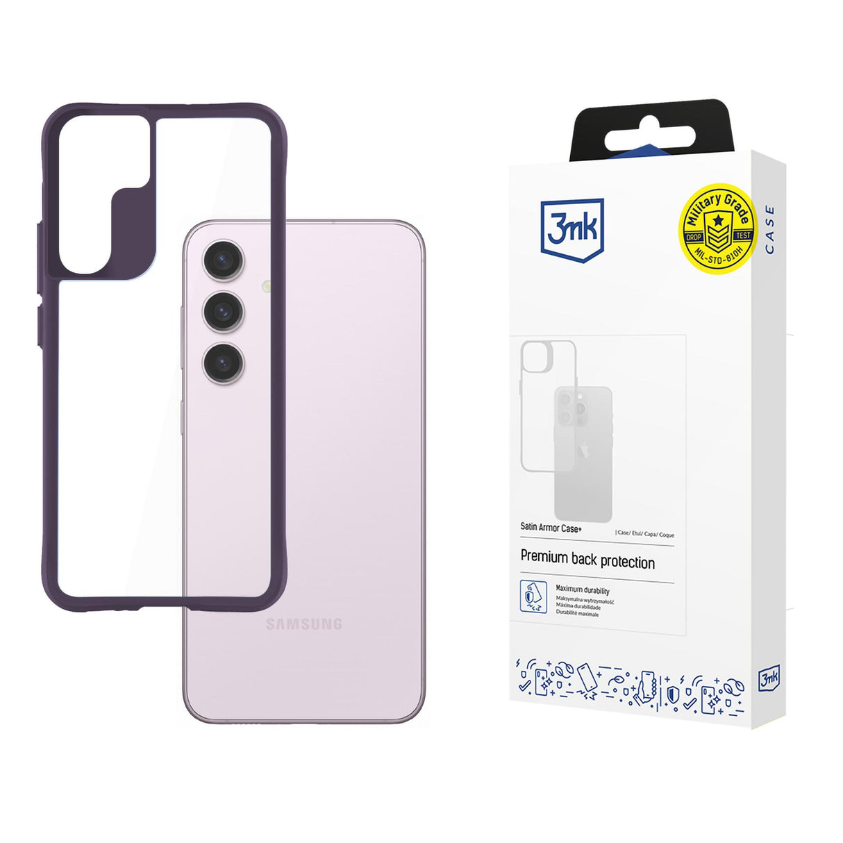 ETUI SAMSUNG GALAXY S24 - 3MK SATIN ARMOR CASE+ PURPLE FIOLETOWE