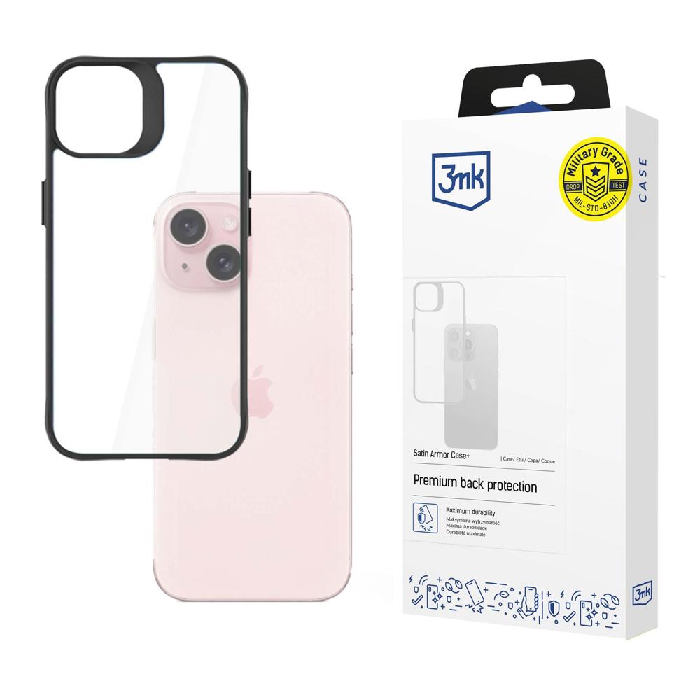 ETUI APPLE IPHONE 15 PLUS - 3MK SATIN ARMOR CASE+  CZARNE