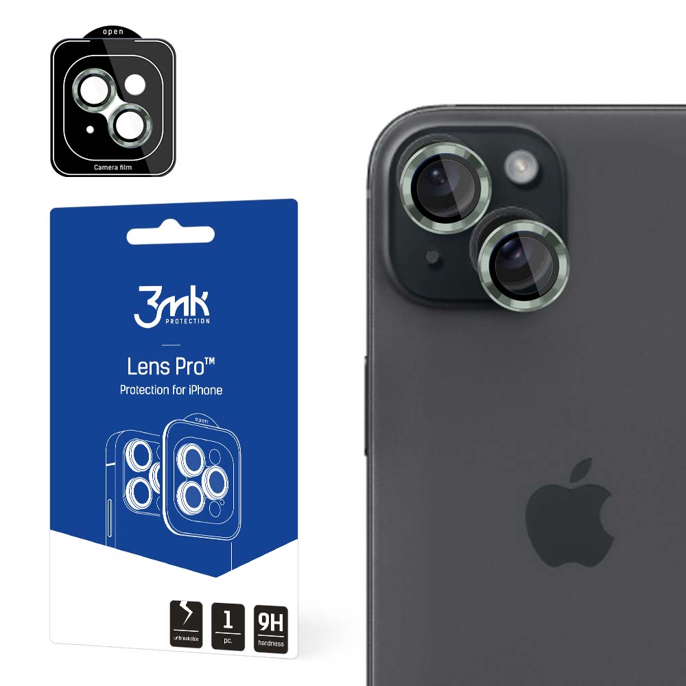 SZKŁO NA APARAT APPLE IPHONE 15 PLUS - 3MK LENS PROTECTION PRO ALPINE GREEN ZIELONE