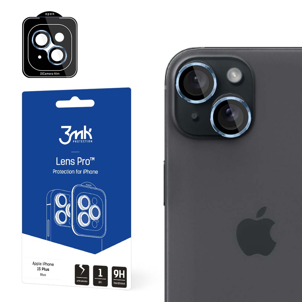 SZKŁO NA APARAT APPLE IPHONE 15 PLUS - 3MK LENS PROTECTION PRO BLUE NIEBIESKIE
