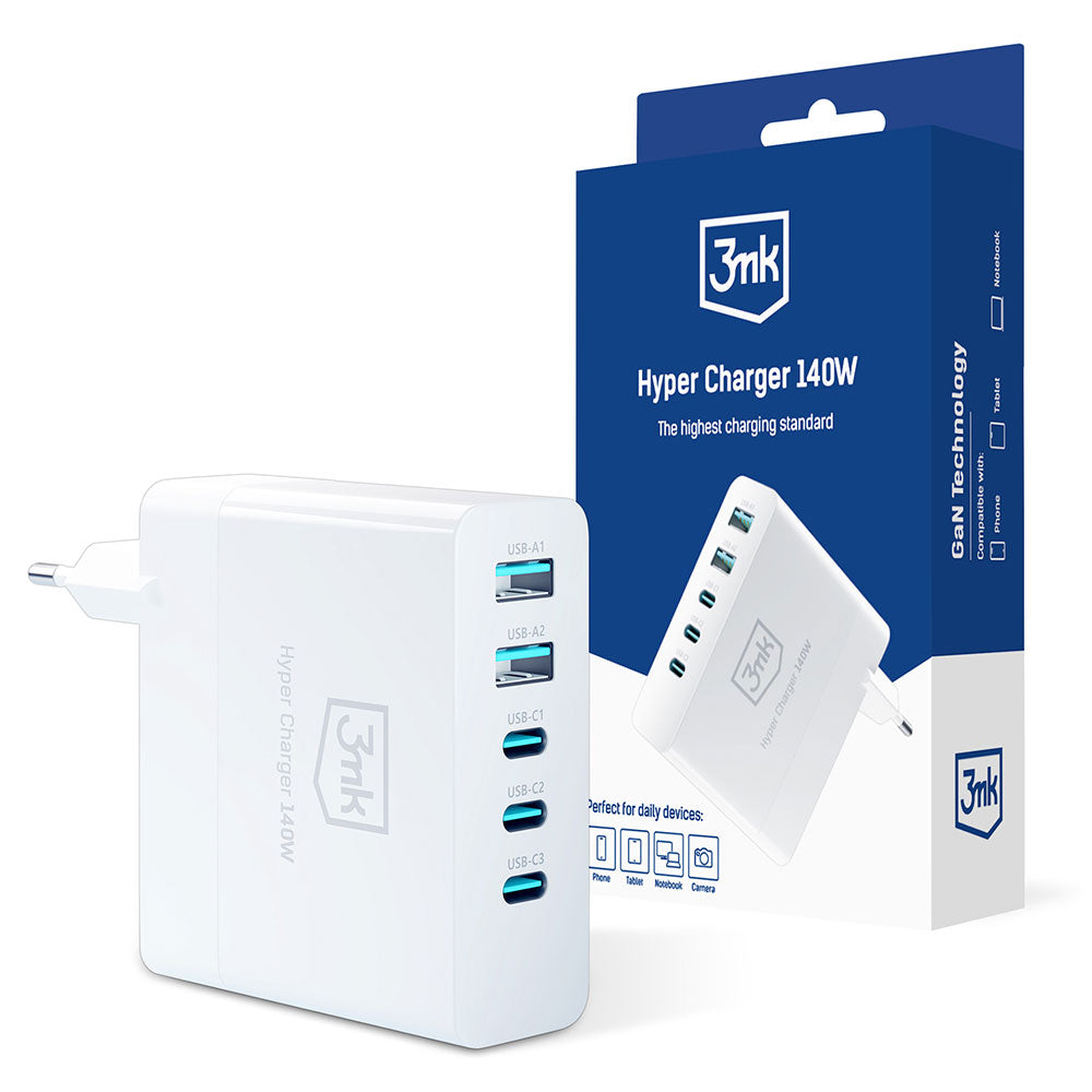 ŁADOWARKA SIECIOWA 3MK HYPER CHARGER 140W BIAŁA