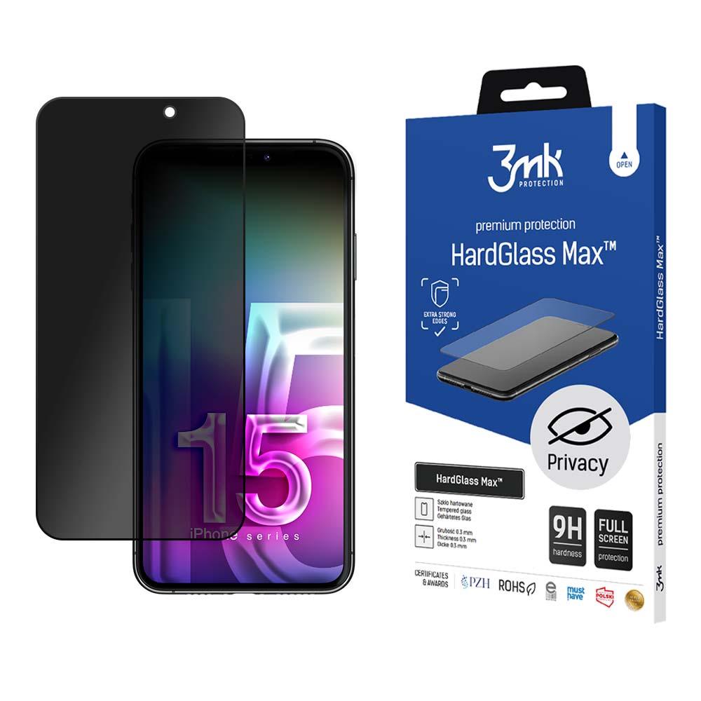 SZKŁO HARTOWANE PRYWATYZUJĄCE APPLE IPHONE 15 PLUS/16 PLUS - 3MK HARDGLASS MAX PRIVACY BLACK