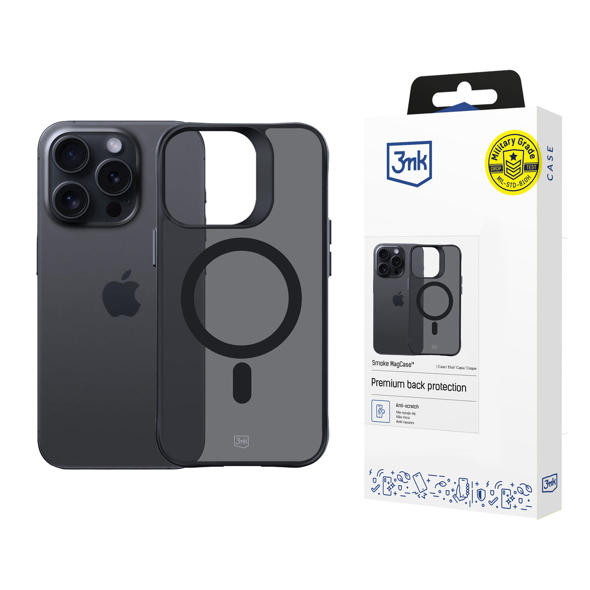 ETUI APPLE IPHONE 15 PRO - 3MK SMOKE MAGCASE