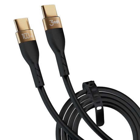 KABEL 3MK HYPER SILICONE CABLE USB C DO USB C 2M 100W BLACK CZARNY