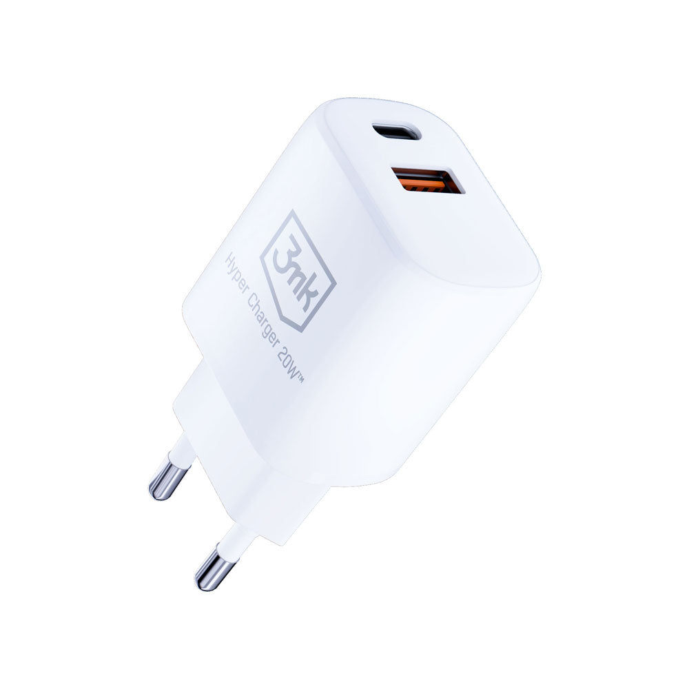ŁADOWARKA SIECIOWA 3MK HYPER CHARGER 20W 1 USB I 1 USB C BIAŁA