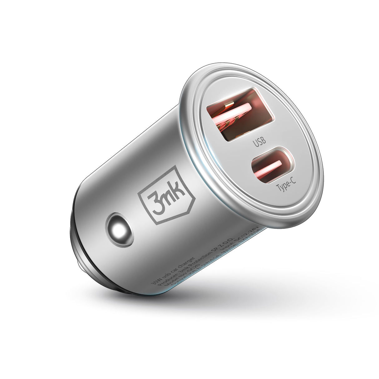 ŁADOWARKA SAMOCHODOWA 3MK HYPER CAR CHARGER 30W PD QC PPS USB 1A1C SILVER