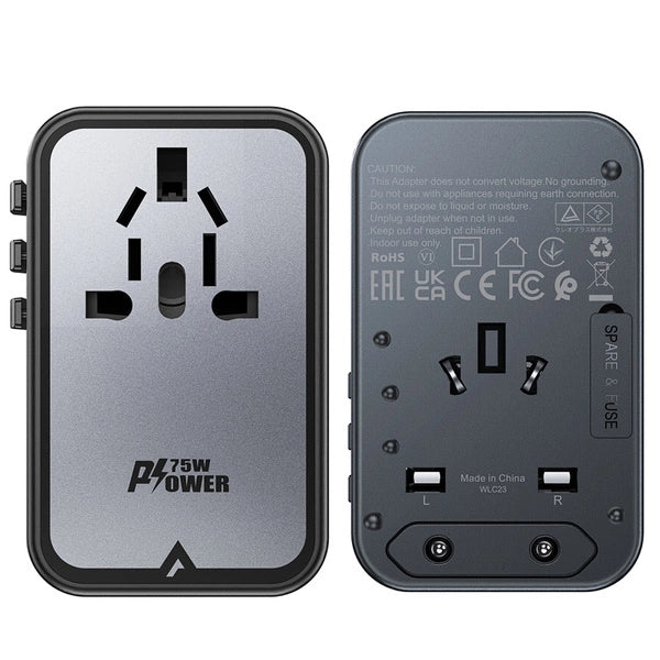 ADAPTER ŁADOWARKA PODRÓŻNA ACEFAST Z1 GAN 75W PD 3X USB-C 2X USB-A - CZARNY