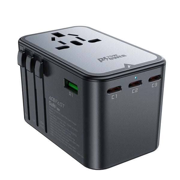 ADAPTER ŁADOWARKA PODRÓŻNA ACEFAST Z1 GAN 75W PD 3X USB-C 2X USB-A - CZARNY