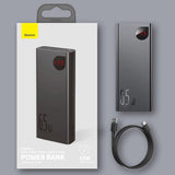 BASEUS ADAMAN POWERBANK 2X USB / 1X USB TYP C / 1X MICRO USB 20000MAH 65W QUICK CHARGE 3.0 POWER DELIVERY CZARNY (PPIMDA-D01)