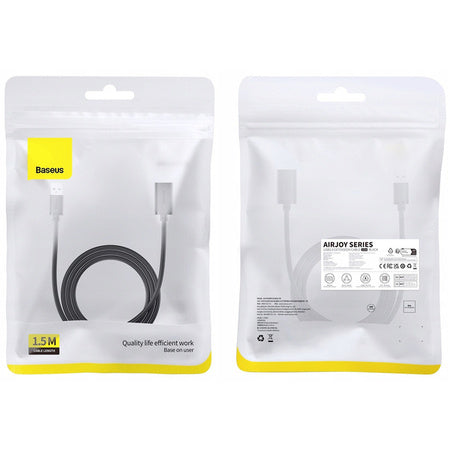 BASEUS AIRJOY KABEL PRZEDŁUŻACZ PRZEWÓD USB 2.0 MĘSKI - USB 2.0 ŻEŃSKI 1.5M CZARNY