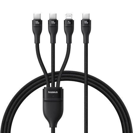 BASEUS KABEL FLASH SERIES 3 3W1 FAST CHARGING TYPE-C TO C+C+L 100W 1.5M CZARNY