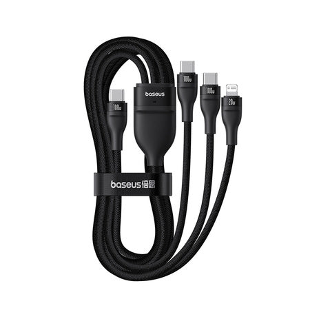 BASEUS KABEL FLASH SERIES 3 3W1 FAST CHARGING TYPE-C TO C+C+L 100W 1.5M CZARNY
