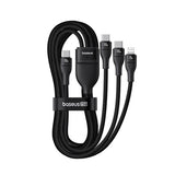 BASEUS KABEL FLASH SERIES 3 3W1 FAST CHARGING TYPE-C TO C+C+L 100W 1.5M CZARNY