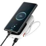 BASEUS QPOW DIGITAL DISPLAY POWERBANK Z SZYBKIM ŁADOWANIEM 10000MAH 22,5W QC/PD/SCP/FCP Z WBUDOWANYM KABLEM USB-C BIAŁY