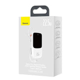 BASEUS QPOW DIGITAL DISPLAY POWERBANK Z SZYBKIM ŁADOWANIEM 10000MAH 22,5W QC/PD/SCP/FCP Z WBUDOWANYM KABLEM USB-C BIAŁY