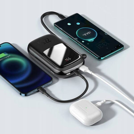 BASEUS QPOW PRO POWER BANK 20000MAH 22.5W Z WBUDOWANYM KABLEM USB-C I SZYBKIM ŁADOWANIEM CZARNY