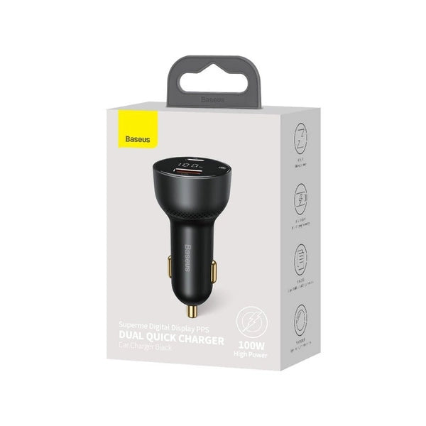 BASEUS ŁADOWARKA SAMOCHODOWA SUPERME PD 100W 1X USB 1X USB-C CZARNA