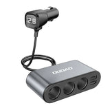 DUDAO ŁADOWARKA SAMOCHODOWA 2X USB / 3X ROZDZIELACZ GNIAZDA ZAPALNICZKI CZARNY (R1PRO BLACK)