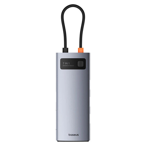 HUB USB-C BASEUS METAL GLEAM 7W1 HDMI 4K 60HZ / 3X USB 3.0 / USB-C PD / SD / MICROSD – SZARY