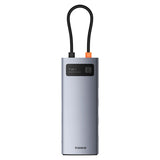 HUB USB-C BASEUS METAL GLEAM 7W1 HDMI 4K 60HZ / 3X USB 3.0 / USB-C PD / SD / MICROSD – SZARY
