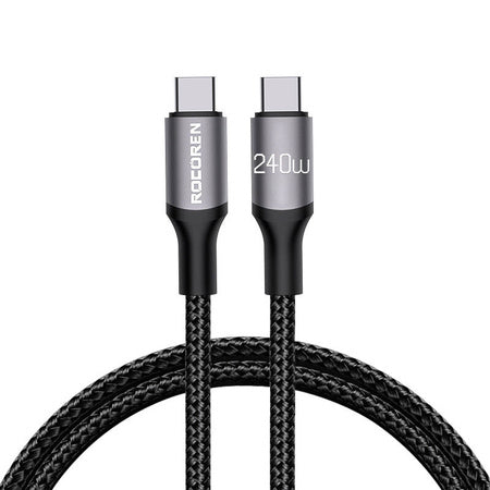 KABEL USB-C DO USB-C ROCOREN RETRO SERIES 240W 3M SZARY