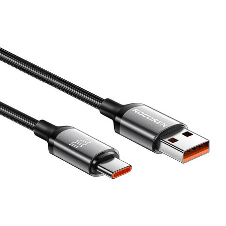KABEL USB DO USB-C ROCOREN RETRO SERIES 100W 2M SZARY