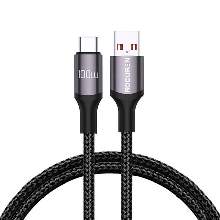 KABEL USB DO USB-C ROCOREN RETRO SERIES 100W 1M SZARY