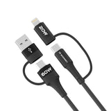KABEL WOZINSKY WNBAA 4W1 2X USB-C 1X USB-A 1X LIGHTNING 60W 1 M - CZARNY