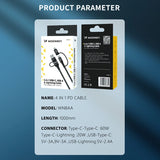 KABEL WOZINSKY WNBAA 4W1 2X USB-C 1X USB-A 1X LIGHTNING 60W 1 M - CZARNY