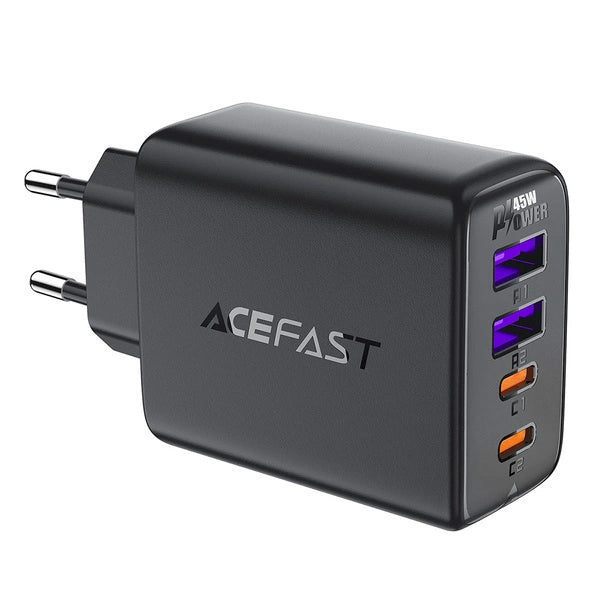 ŁADOWARKA SIECIOWA ACEFAST A61 PD Z 4 PORTAMI 45W GAN 2 X USB-C + 2 X USB-A - CZARNA