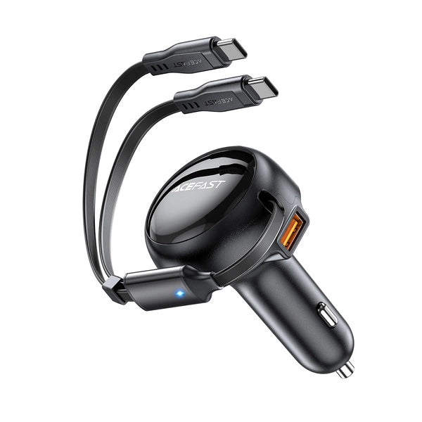 ŁADOWARKA SAMOCHODOWA ACEFAST B13 53W USB-A / 2 KABLE ROZWIJANE USB-C - CZARNA