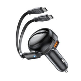 ŁADOWARKA SAMOCHODOWA ACEFAST B13 53W USB-A / 2 KABLE ROZWIJANE USB-C - CZARNA