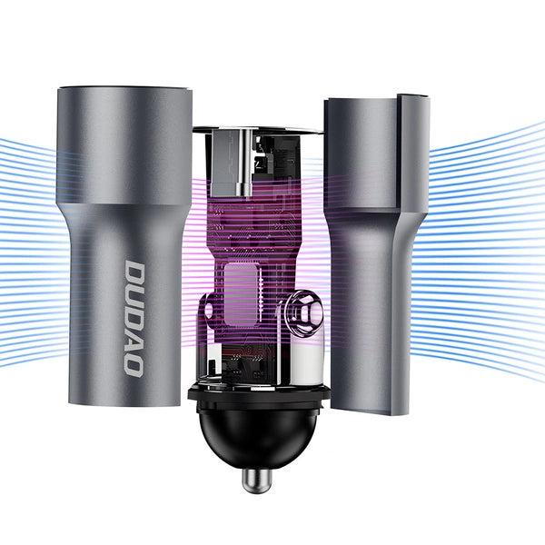 ŁADOWARKA DUDAO R14 SAMOCHODOWA USB-C 30W PD - SREBRNA