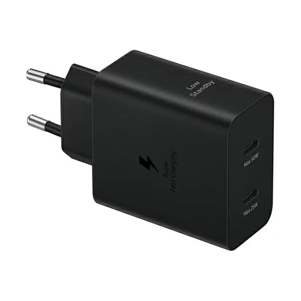 ŁADOWARKA SAMSUNG POWER ADAPTER DUO EP-T5020XBEGEU SIECIOWA 2X USB-C 50W - CZARNA