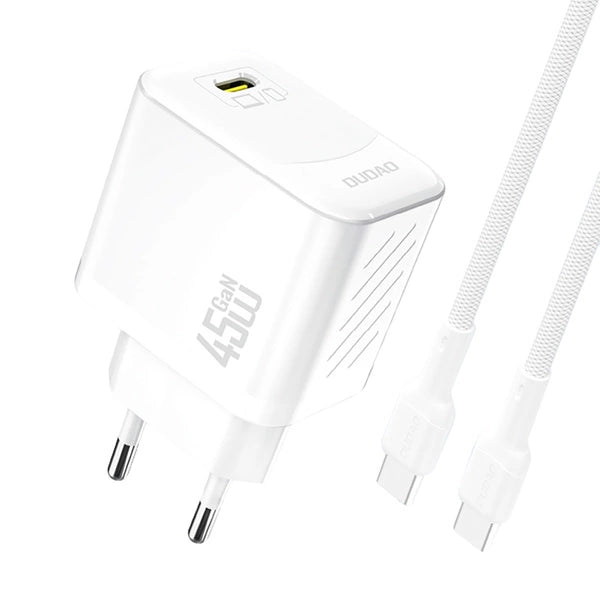 ŁADOWARKA SIECIOWA DUDAO A28 45W GAN +KABEL USB-C - BIAŁA